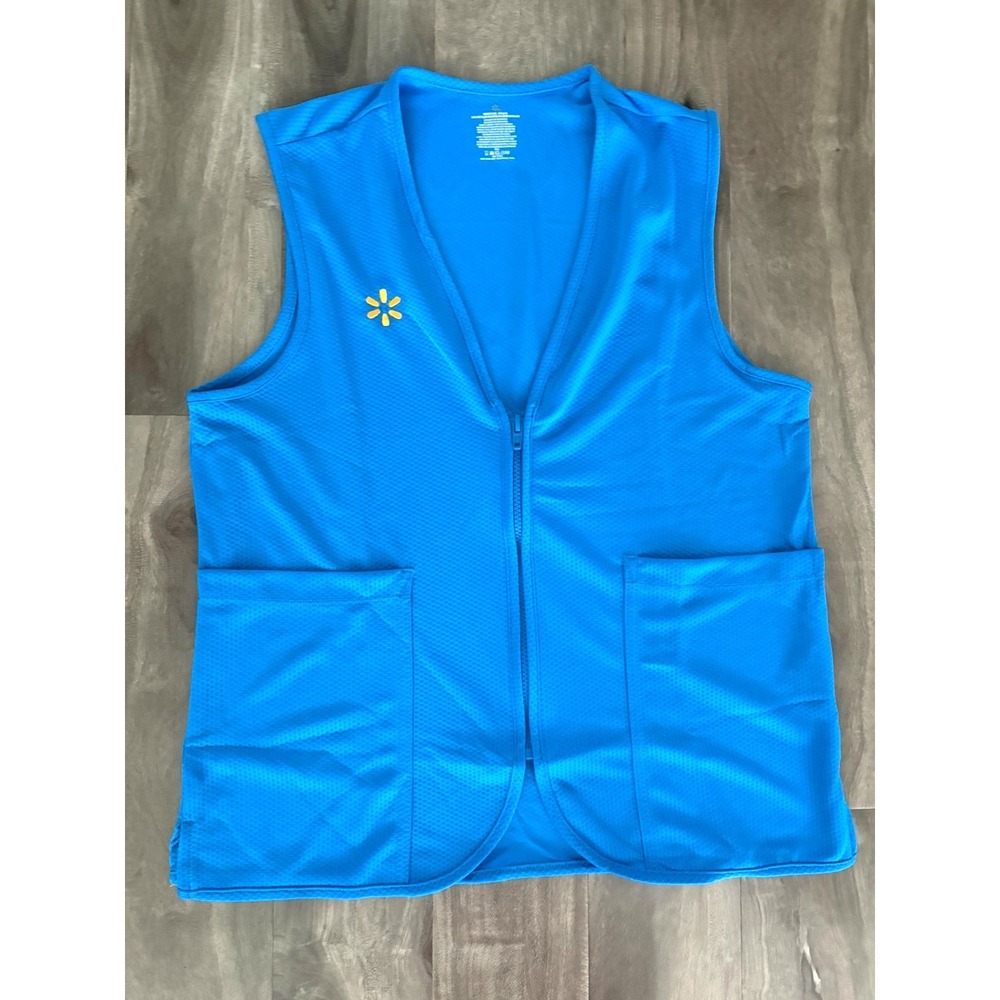 Walmart Employee Vest Ladies‎ M Blue Full Zip Sleeveless Spark Associate Uniform